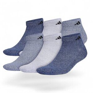 6 Pair Adidas Men's Low Cut Socks with Arch Compression Indigo Blue/Grey/Collegi